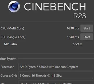 ベンチマーク(参考：Cinebench（シネベンチ）