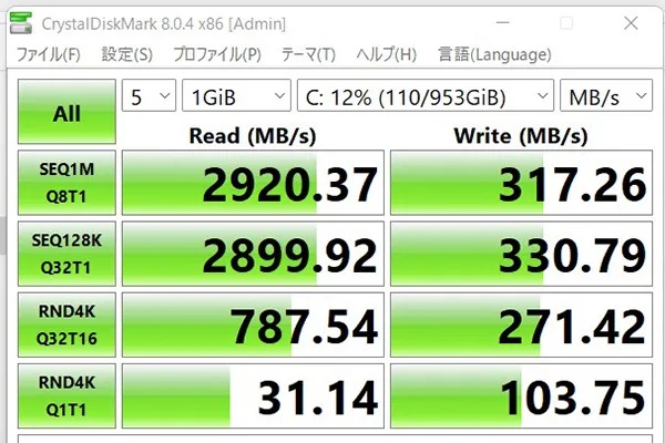 SSDのベンチマーク